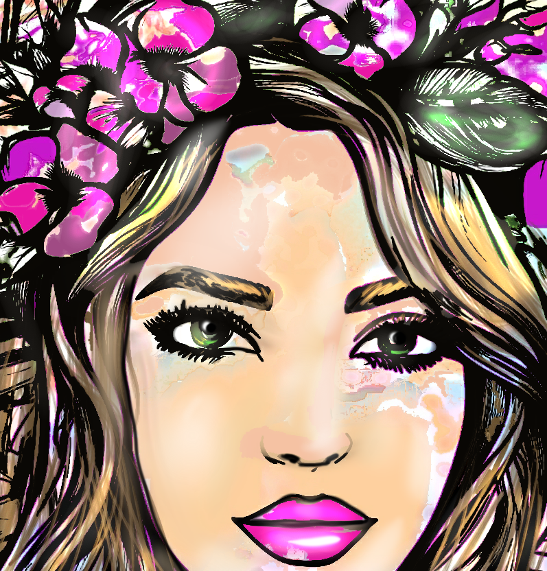 retrato niña con floral